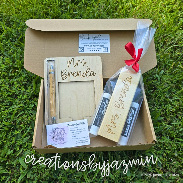 Personalized Teacher Gift, Sticky Note Holder with Name, White Board Eraser, Teacher Gift Set, Teacher Appreciation Gifts, Teacher Gift Idea