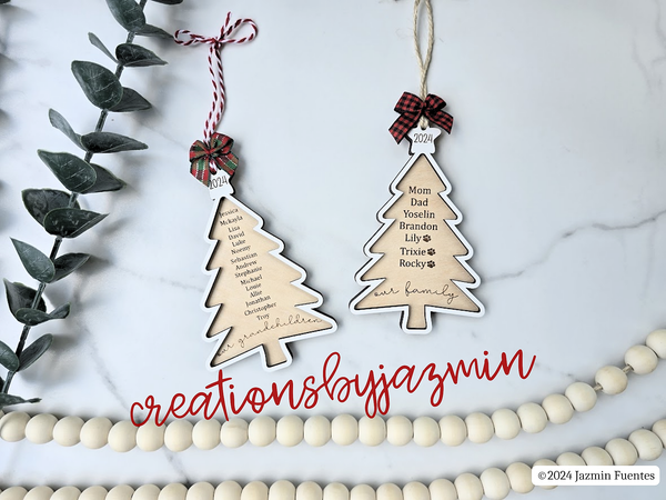 Personalized Family Name Christmas Tree Ornament, Christmas 2024 Family Ornament, Our Family Name Ornament, Our Grandchildren