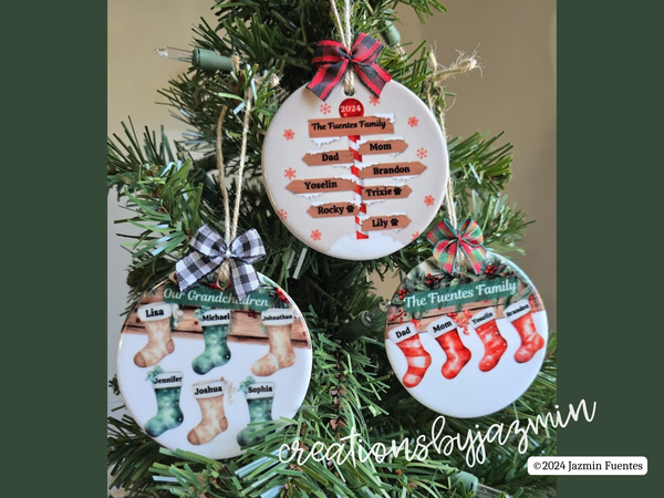 Family Christmas Ornaments, Beautiful Ceramic Christmas Ornament Keepsakes