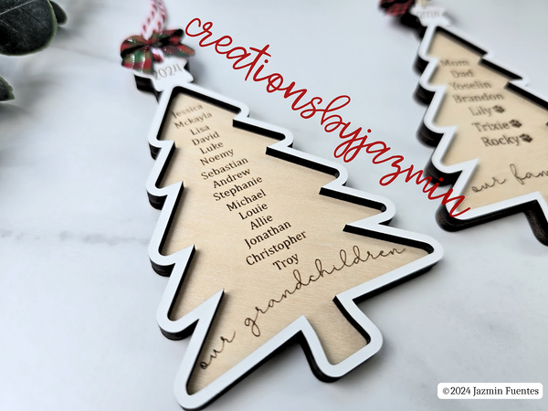 Personalized Family Name Christmas Tree Ornament, Christmas 2024 Family Ornament, Our Family Name Ornament, Our Grandchildren