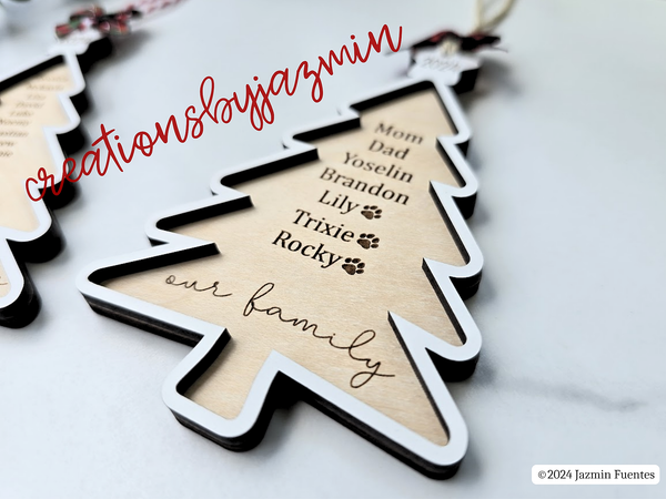 Personalized Family Name Christmas Tree Ornament, Christmas 2024 Family Ornament, Our Family Name Ornament, Our Grandchildren