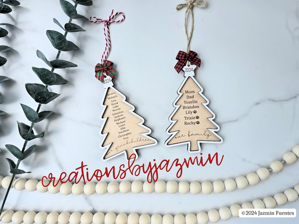 Personalized Family Name Christmas Tree Ornament, Christmas 2024 Family Ornament, Our Family Name Ornament, Our Grandchildren