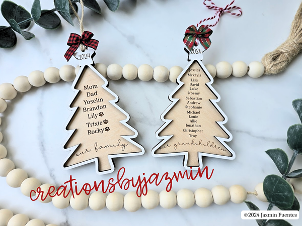 Personalized Family Name Christmas Tree Ornament, Christmas 2024 Family Ornament, Our Family Name Ornament, Our Grandchildren