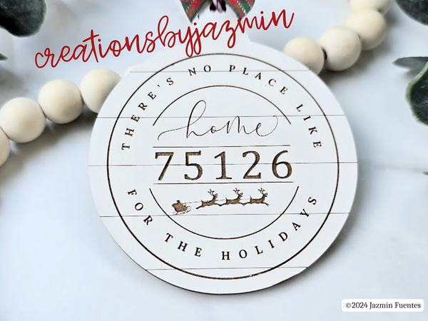 Personalized Home Zip Code Christmas Ornament, Custom Wooden Home Ornament