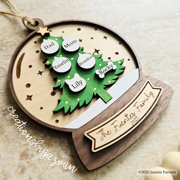 Personalized Family Tree Christmas Ornament, 2025 Custom Christmas Holiday Ornament, With Family Member Names