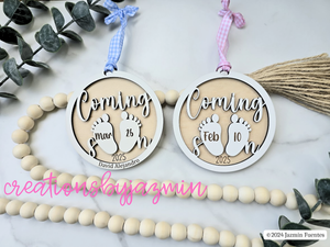 Personalized Pregnancy Announcement Ornament, Coming Soon Baby Christmas Ornament, Boy, Girl