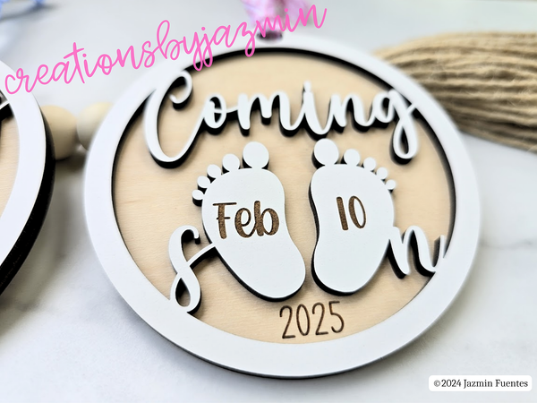 Personalized Pregnancy Announcement Ornament, Coming Soon Baby Christmas Ornament, Boy, Girl