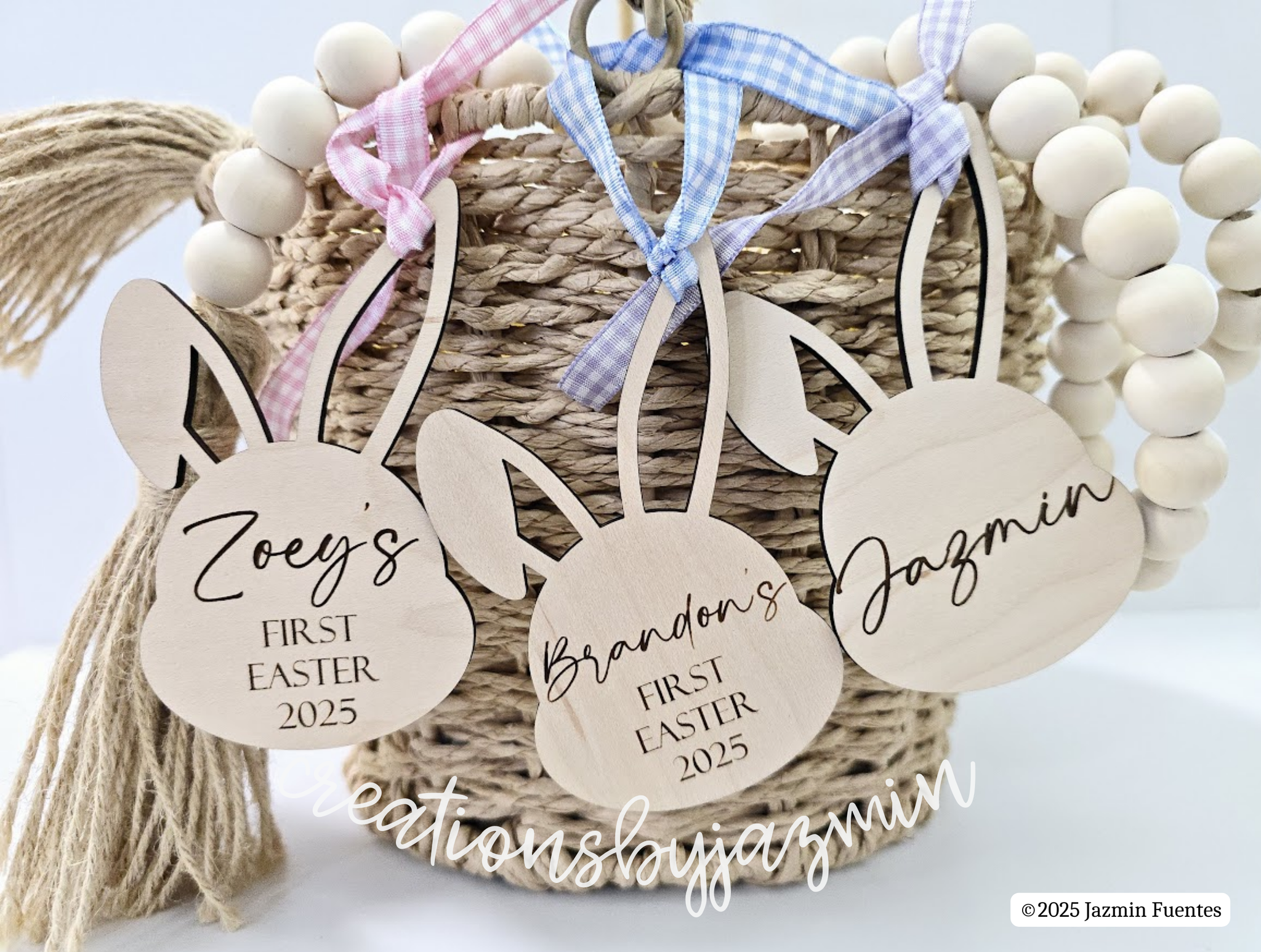 Baby's First Easter Name Tag, 2025 Baby Easter Basket Tag with Name