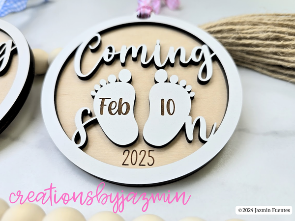 Personalized Pregnancy Announcement Ornament, Coming Soon Baby Christmas Ornament, Boy, Girl