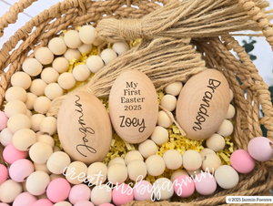 Personalized Easter Wooden Egg, Engraved Easter Egg, For Easter Basket, Easter Decoration, My First Easter, With Name