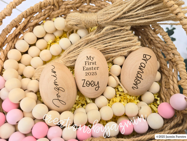 Personalized Easter Wooden Egg, Engraved Easter Egg, For Easter Basket, Easter Decoration, My First Easter, With Name