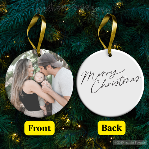 Christmas Ornament With Picture, Family Photo Ornaments, With Handwriting, Handwritten Note Message, Xmas Holiday Photo Ornaments, Portrait