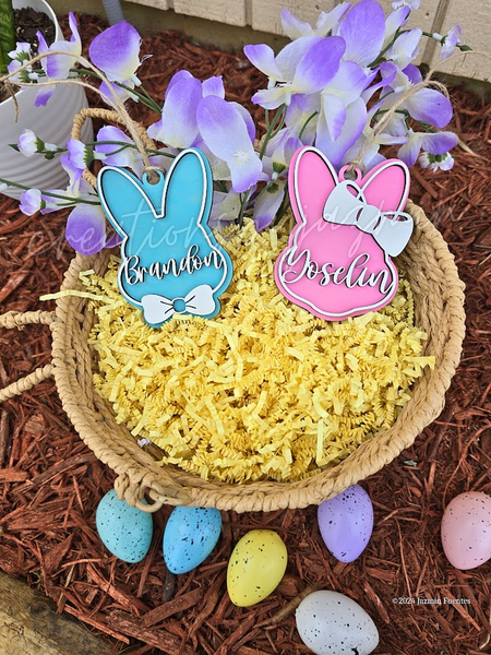 Personalized Easter Bunny Basket Tags 2024, Wood Easter Name Tags, Easter Basket Stuffers