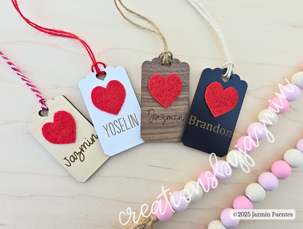 Valentine's Day Name Tags, Personalized Holiday Basket Tags