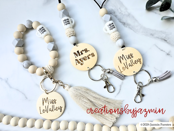 Personalized Teacher Gift, Custom Teacher Lanyard, Coffee Teacher Appreciation Gift, Wrislet Keychain Gift For Teacher