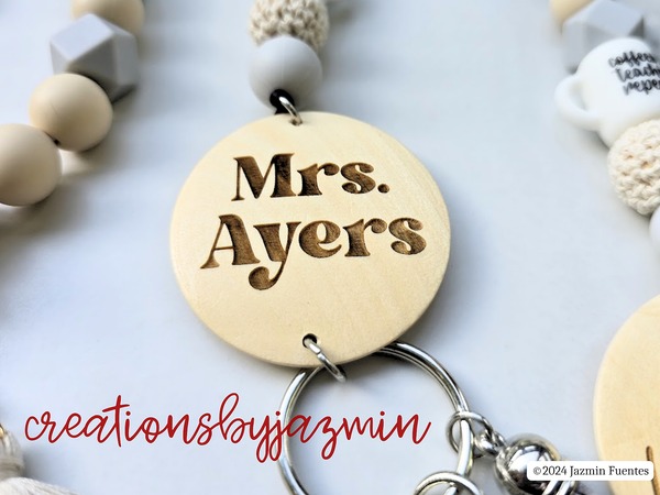 Personalized Teacher Gift, Custom Teacher Lanyard, Coffee Teacher Appreciation Gift, Wrislet Keychain Gift For Teacher