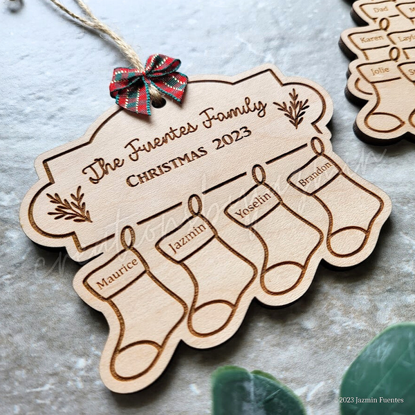 Personalized Family Christmas Ornament, With Family Name, Large Families