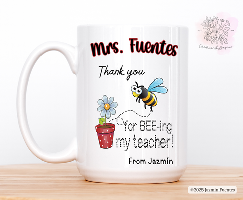 Teacher Gift Mug | Personalized Teacher Appreciation Coffee Cup | Back to School