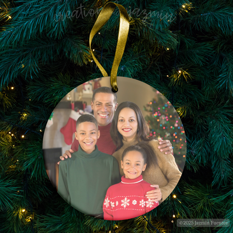 Christmas Picture Ornament, Family Photo Ornament, Baby, Couples, Personalized Ceramic, Double Sided Customization, Gift Box Included