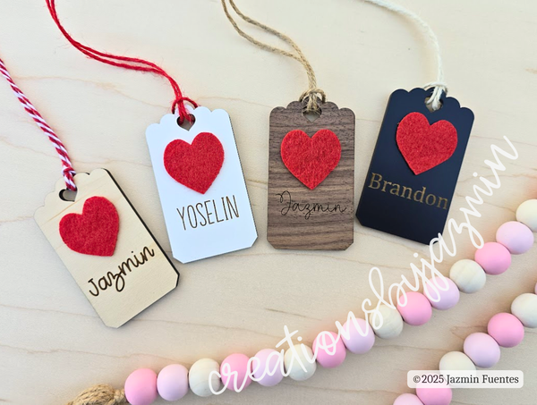 Valentine's Day Name Tags, Personalized Holiday Basket Tags