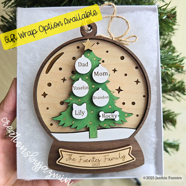 Personalized Family Tree Christmas Ornament, 2025 Custom Christmas Holiday Ornament, With Family Member Names