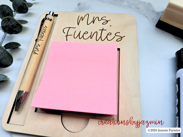 Personalized Teacher Gift, Sticky Note Holder with Name, White Board Eraser, Teacher Gift Set, Teacher Appreciation Gifts, Teacher Gift Idea