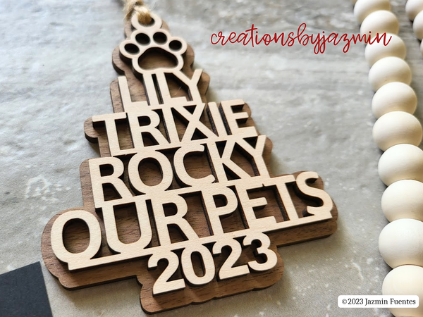 Christmas Tree Family Ornament, With Family Member Names, Personalized Ornament For Families, With Pet Names