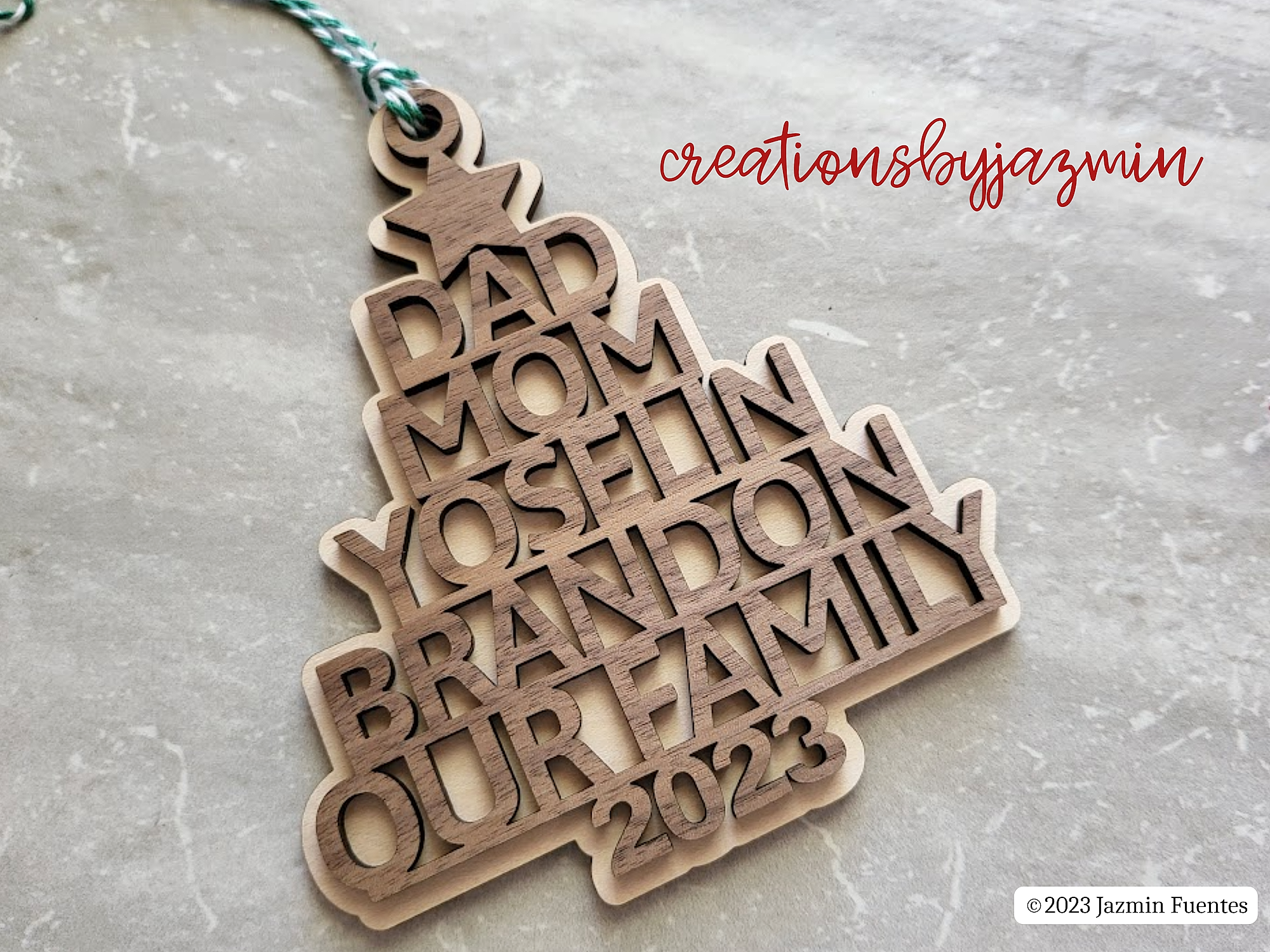 Christmas Tree Family Ornament, With Family Member Names, Personalized Ornament For Families, With Pet Names