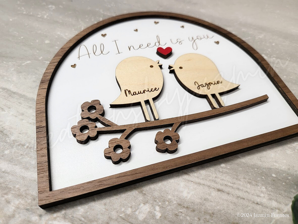 Gift for Valentine's Day, Personalized Couples Sign, Custom Wooden Frame, Love Gift