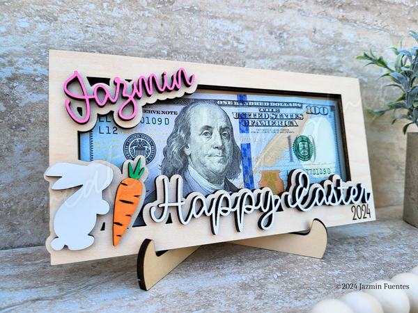Easter Money Gift Holder, Happy Easter Cash Gift Holder, Personalized Easter Gift Card, With Name, With Note, Easter Bunny Money