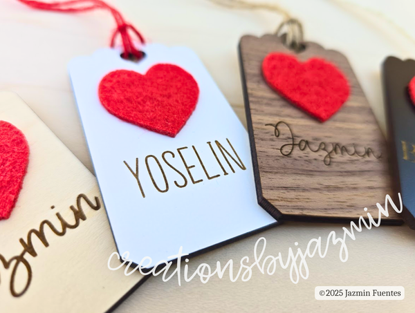 Valentine's Day Name Tags, Personalized Holiday Basket Tags