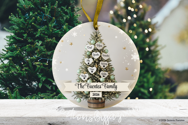 Personalized Family Christmas Ornament, With Family Member Names, With Children and Pet Names