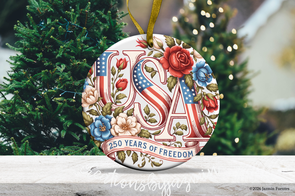 USA 250 Years Independence Ornament, Patriotic Christmas Ornament, 250th Anniversary, 1776-2026