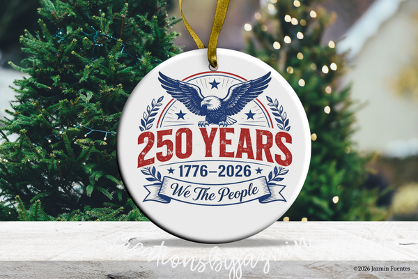 USA 250 Years Independence Ornament, Patriotic Christmas Ornament, 250th Anniversary, 1776-2026
