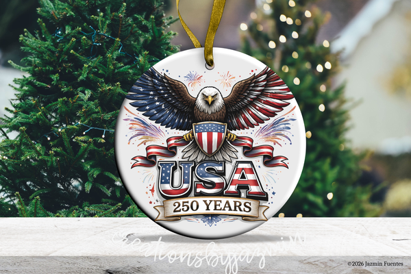 USA 250 Years Independence Ornament, Patriotic Christmas Ornament, 250th Anniversary, 1776-2026