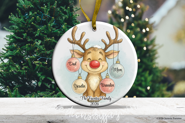 Personalized Family Christmas Ornament, With Family Member Names, With Children and Pet Names