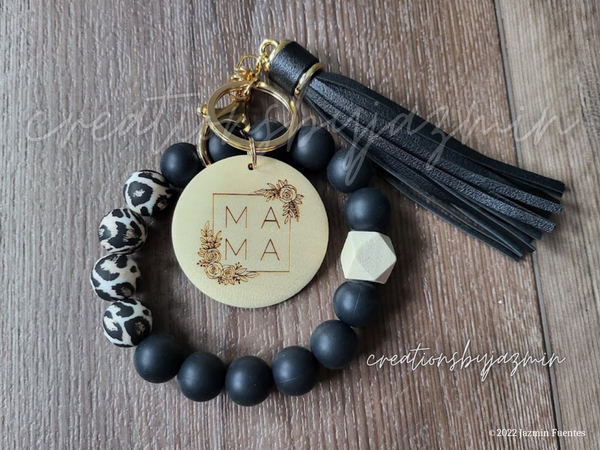 Mama Keychain Wristlet, Leopard Keychain For Mom, Initials Keychains, Mother's Day Gift