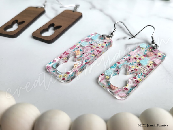Easter Bunny Earrings, Cute Easter Floral Holiday Jewelry