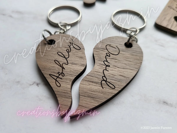 Valentine's Day Gift, Personalized Wooden Keychain, For Him, For Her, For Husband, For Wife, Anniversary, Wedding, Puzzle Keychain Couples
