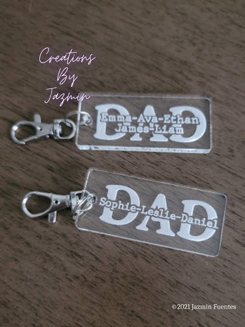 Father's Day Gift, Personalized Acrylic Dad Keychain With Children Names, Father Custom Keychains
