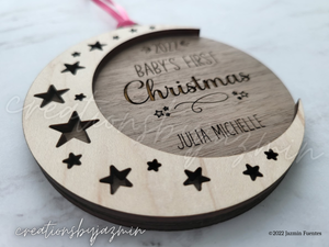 Baby's First Christmas Ornament, Baby Ornaments, With Baby Name, Parents and Grandparents Gift