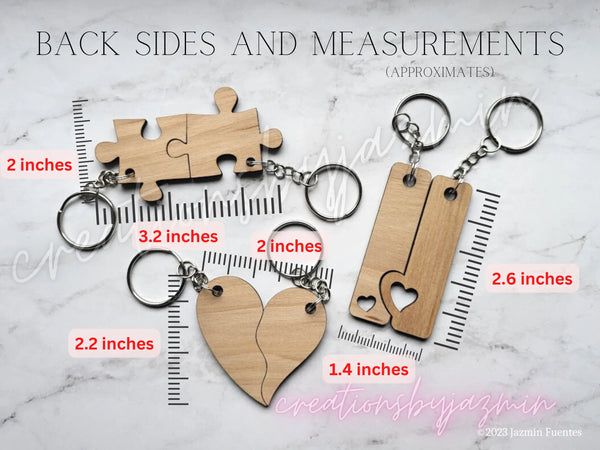 Valentine's Day Gift, Personalized Wooden Keychain, For Him, For Her, For Husband, For Wife, Anniversary, Wedding, Puzzle Keychain Couples