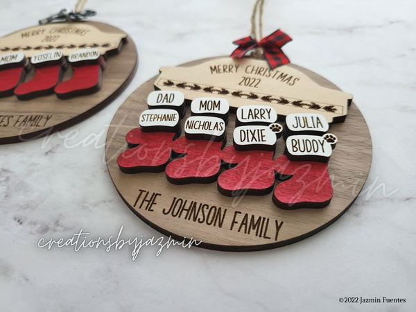 BEST SELLER: Personalized Family Christmas Ornaments, 2023 Stockings Ornament With Family Member Names, Custom Xmas Holiday Ornament