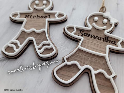 Personalized Gingerbread Christmas Ornament With Name, Custom Boy Or Girl Holiday Gift Ornaments, Children Xmas Ornaments, For Baby