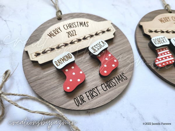 Personalized Family Christmas Ornaments, 2022 Stockings Ornament With Family Member Names, Custom Xmas Holiday Ornament