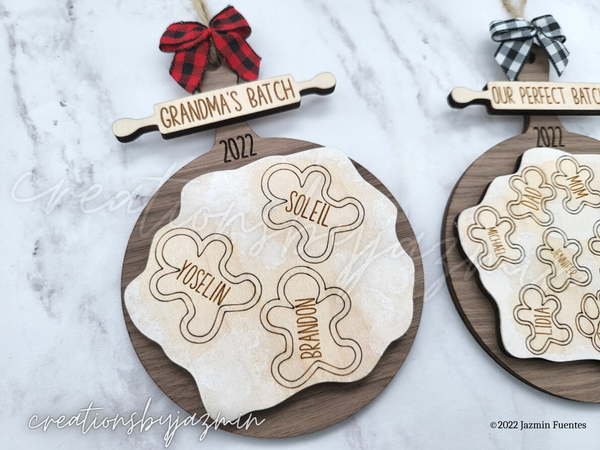 Personalized Cookies Christmas Ornament, Gingerbread Family, Grandmother's Ornament, With Family Member and Pet Names