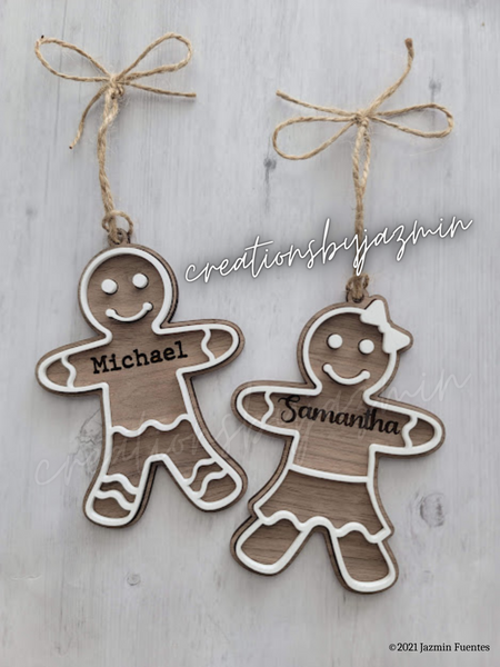 Personalized Gingerbread Christmas Ornament With Name, Custom Boy Or Girl Holiday Gift Ornaments, Children Xmas Ornaments, For Baby