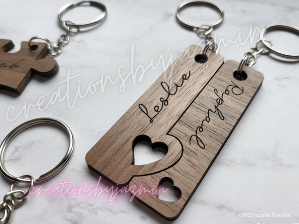 Valentine's Day Gift, Personalized Wooden Keychain, For Him, For Her, For Husband, For Wife, Anniversary, Wedding, Puzzle Keychain Couples