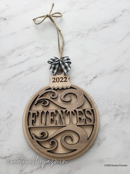 Family Name Ornament, Personalized Christmas Ornaments