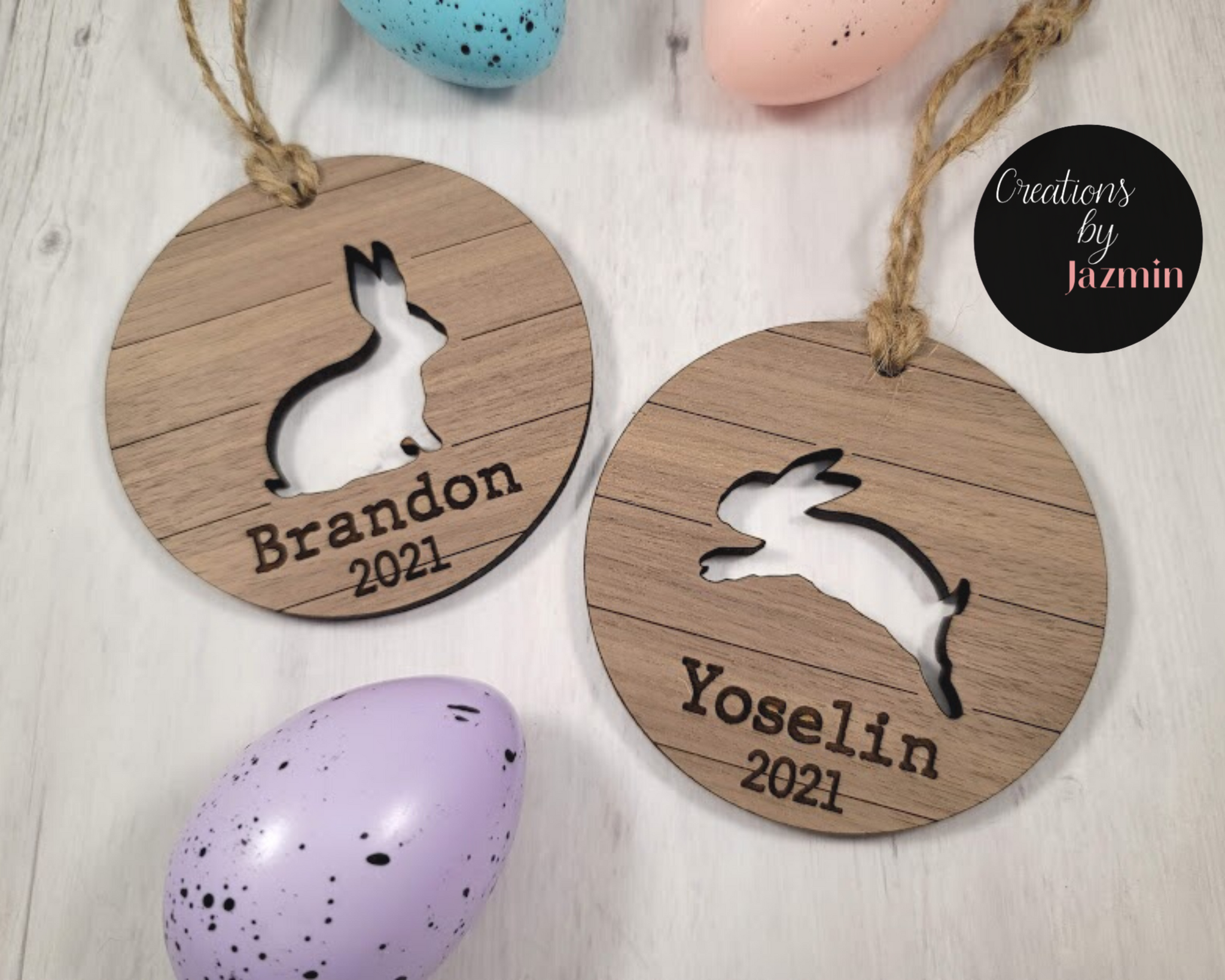 Personalized Easter Basket Tags, Custom Name Bunny Tags, Wooden Engraved, Kids Tags For Easter Day, Rabbit Tags